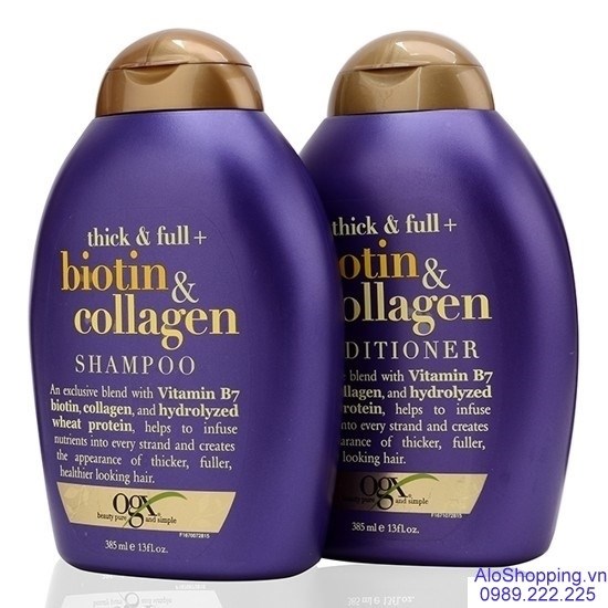 Combo bộ dầu gội và xả chống rụng và kích thích mọc tóc Thick & FullOrganix Biotin &Collagen