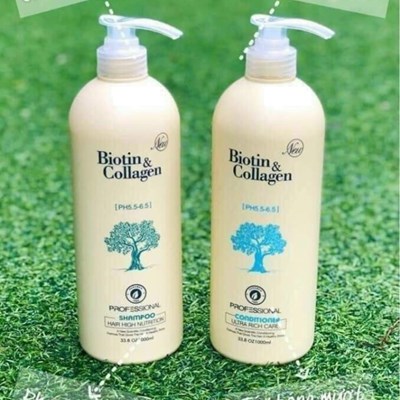 Gội - xả Biotin collagen cho tóc khô hư tổn (trắng) 1000ml