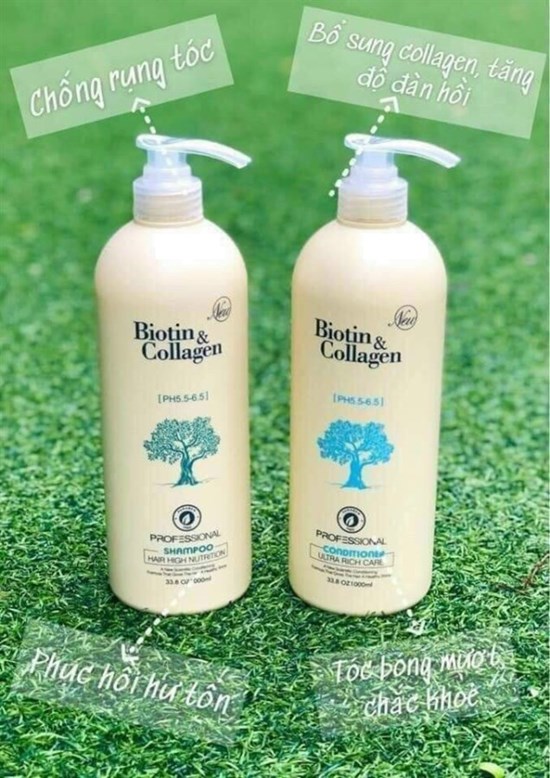 Gội - xả Biotin collagen cho tóc khô hư tổn (trắng) 1000ml